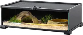 REPTIZOO  6 Gallon 20" x 12" x 6" Glass Reptile Terrarium with Top Feeding Reptile Habitat for Reptile Amphibians Snake Spider RAK08SG