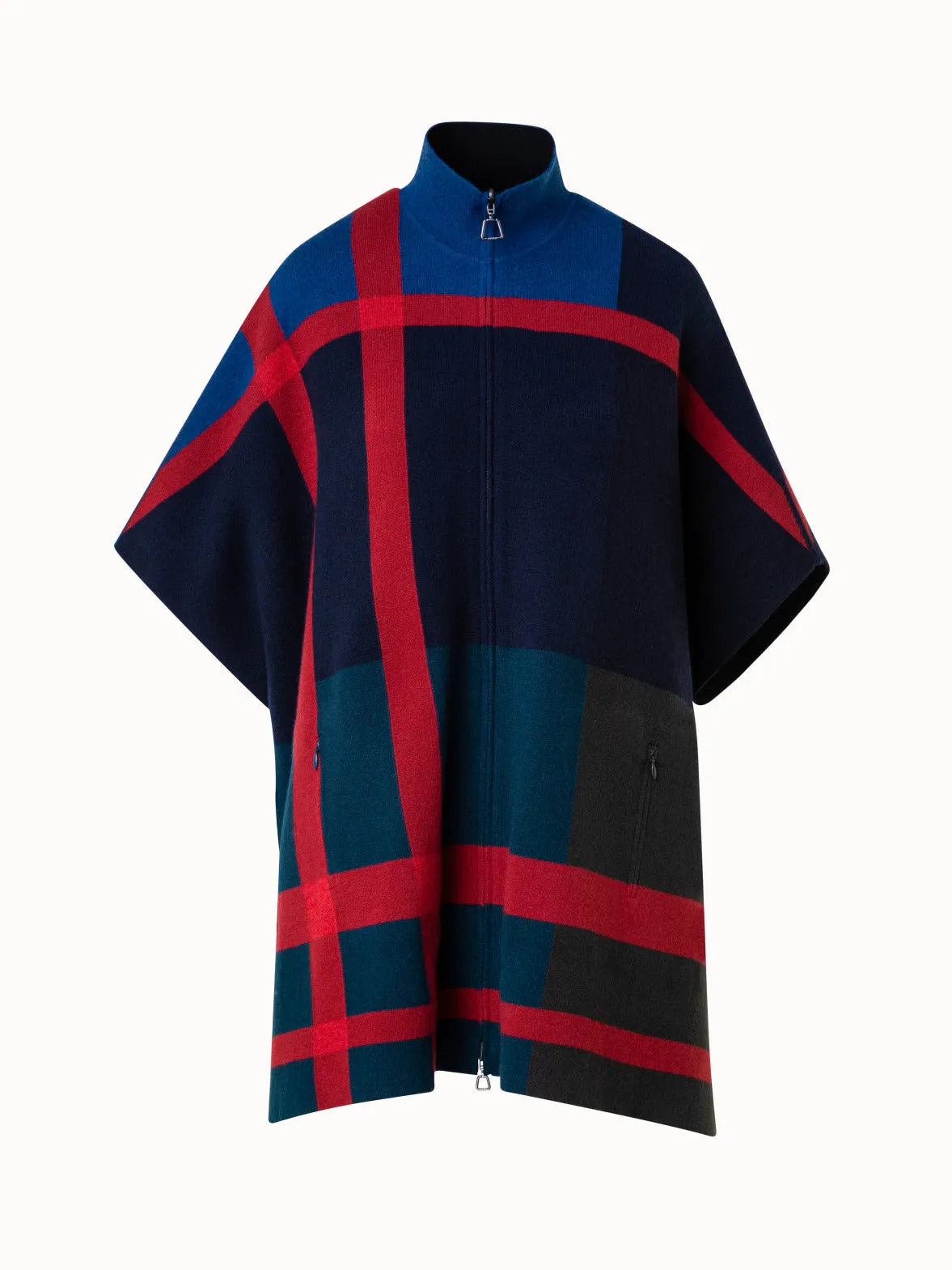 Reversible Cape in 100% Cashmere Double-Face Glen Check