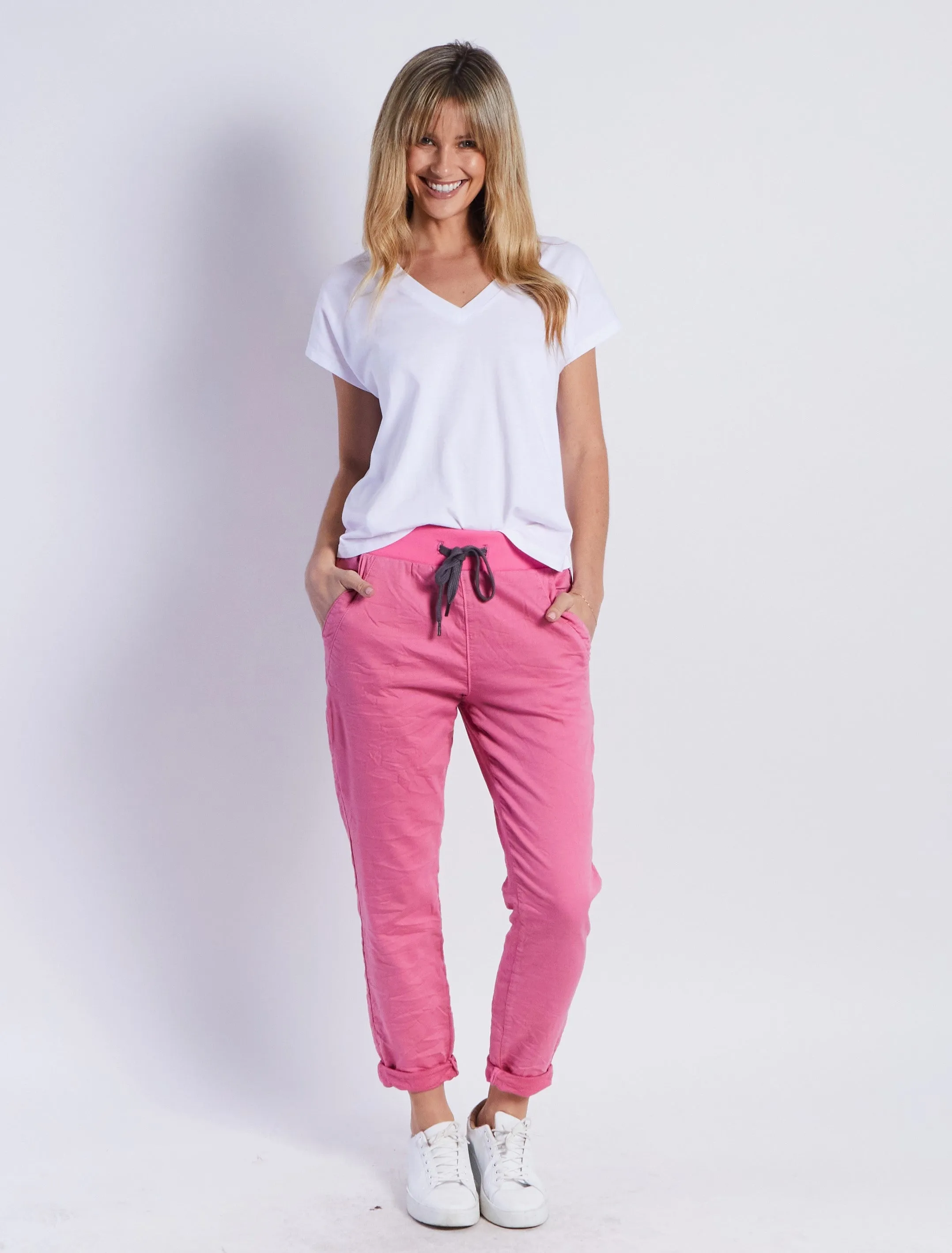 Riley Denim Joggers - Pink