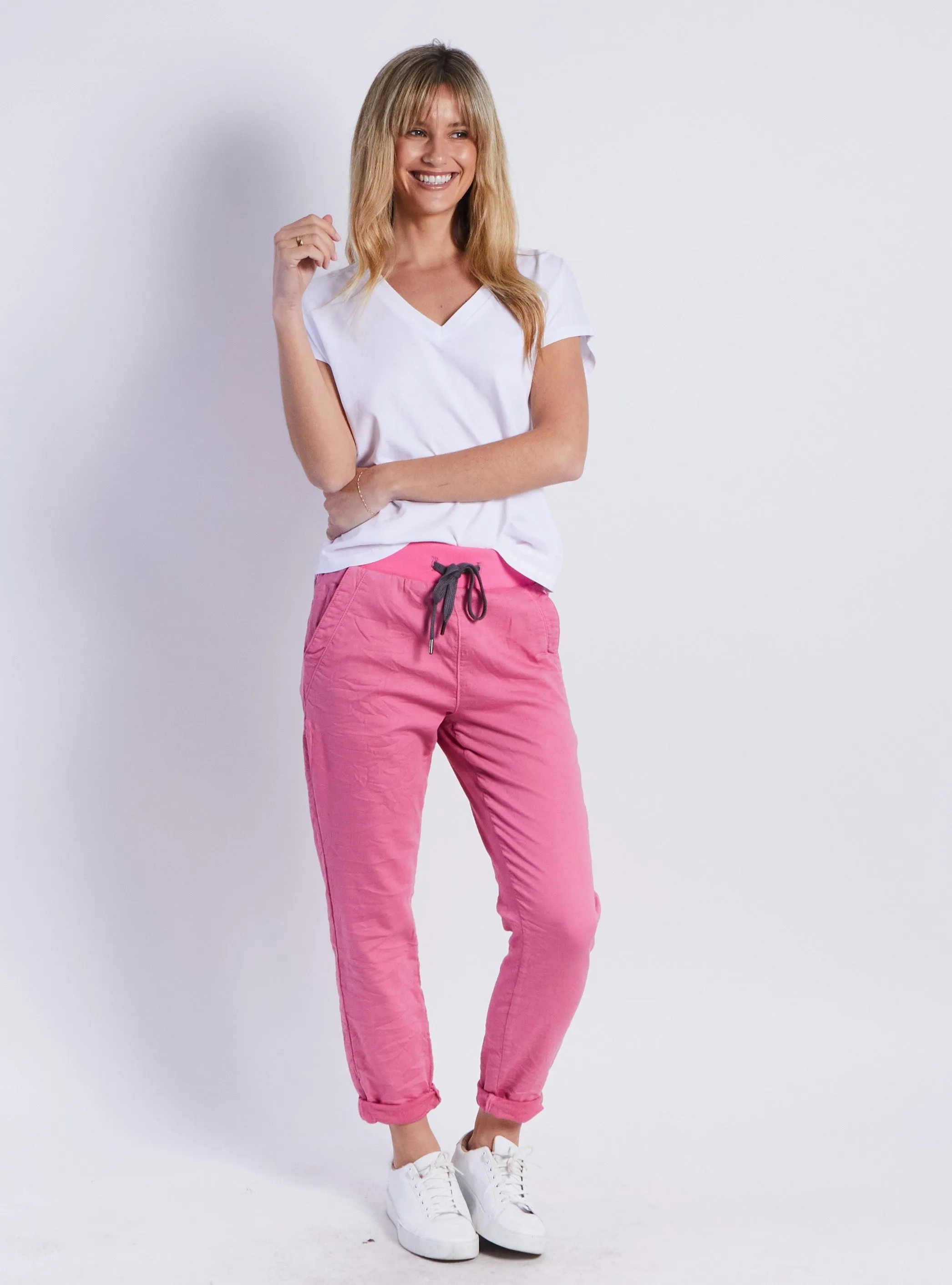 Riley Denim Joggers - Pink