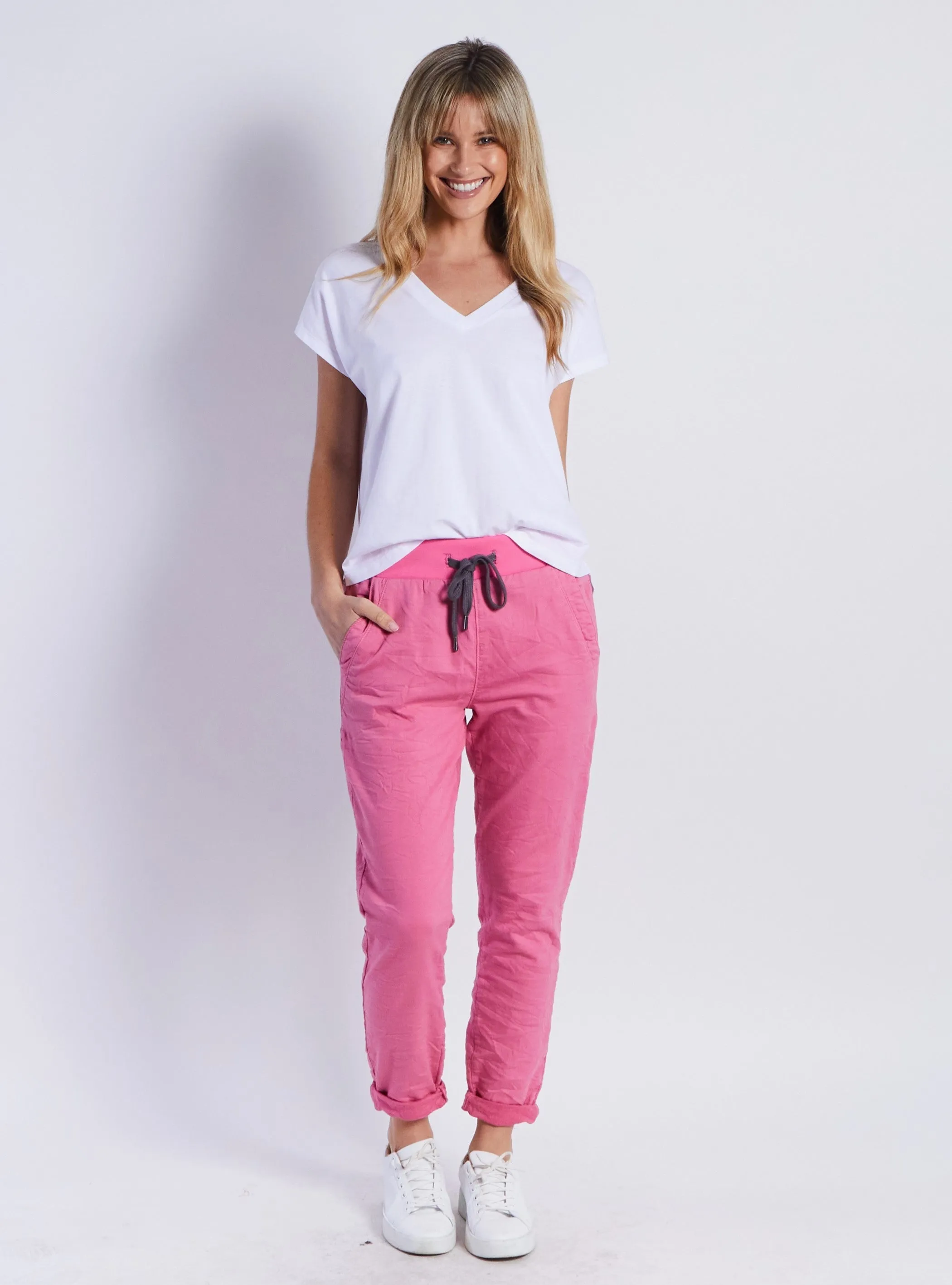 Riley Denim Joggers - Pink