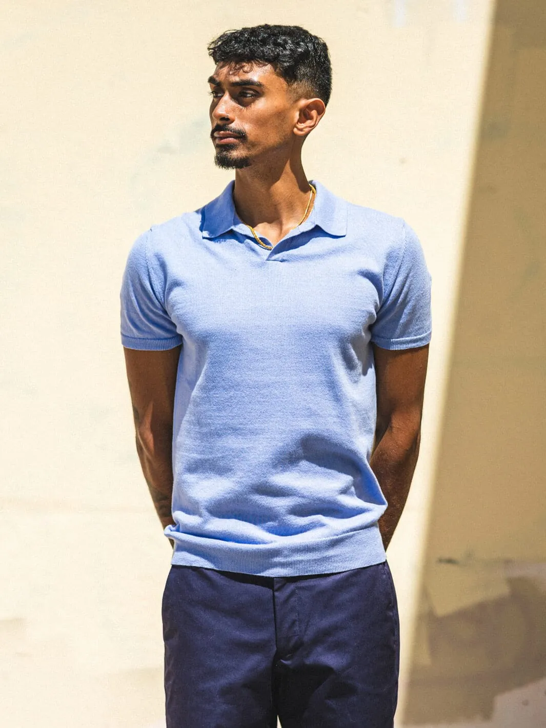 Riva Merino Polo Shirt - Light Blue