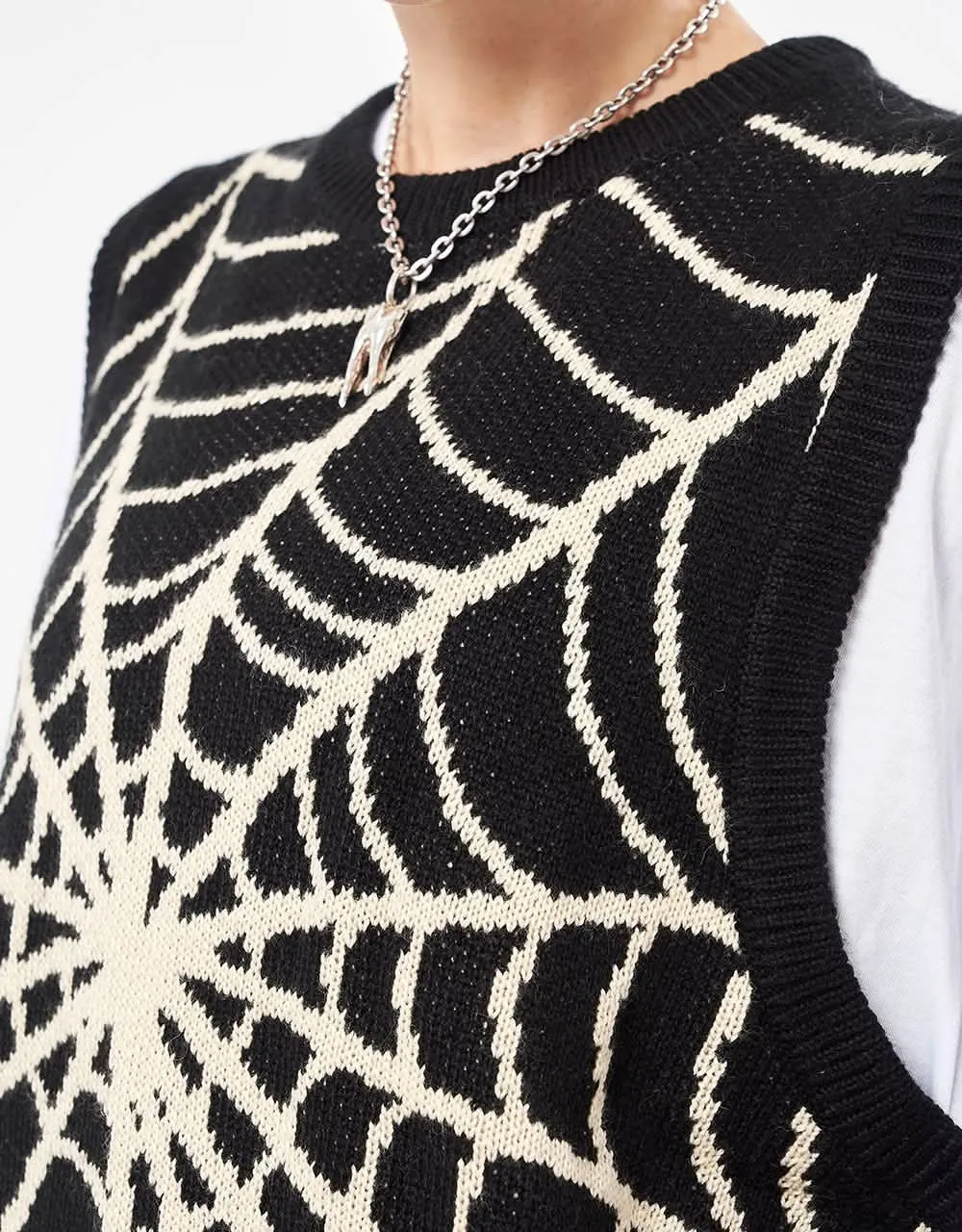 Route One Spiderweb Knitted Vest - Black