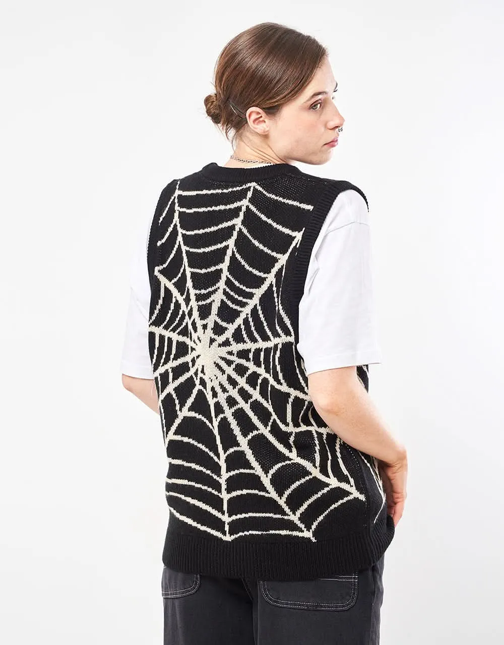 Route One Spiderweb Knitted Vest - Black