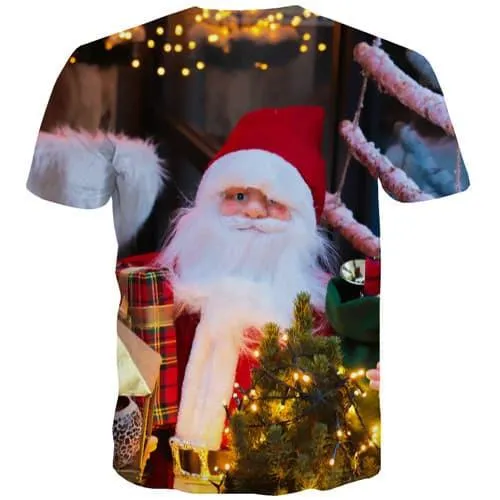 Santa Claus T-shirt Men Christmas Tree Shirt Print Christmas Tshirts Casual Funny Tshirt Printed Colorful Tshirts Novelty