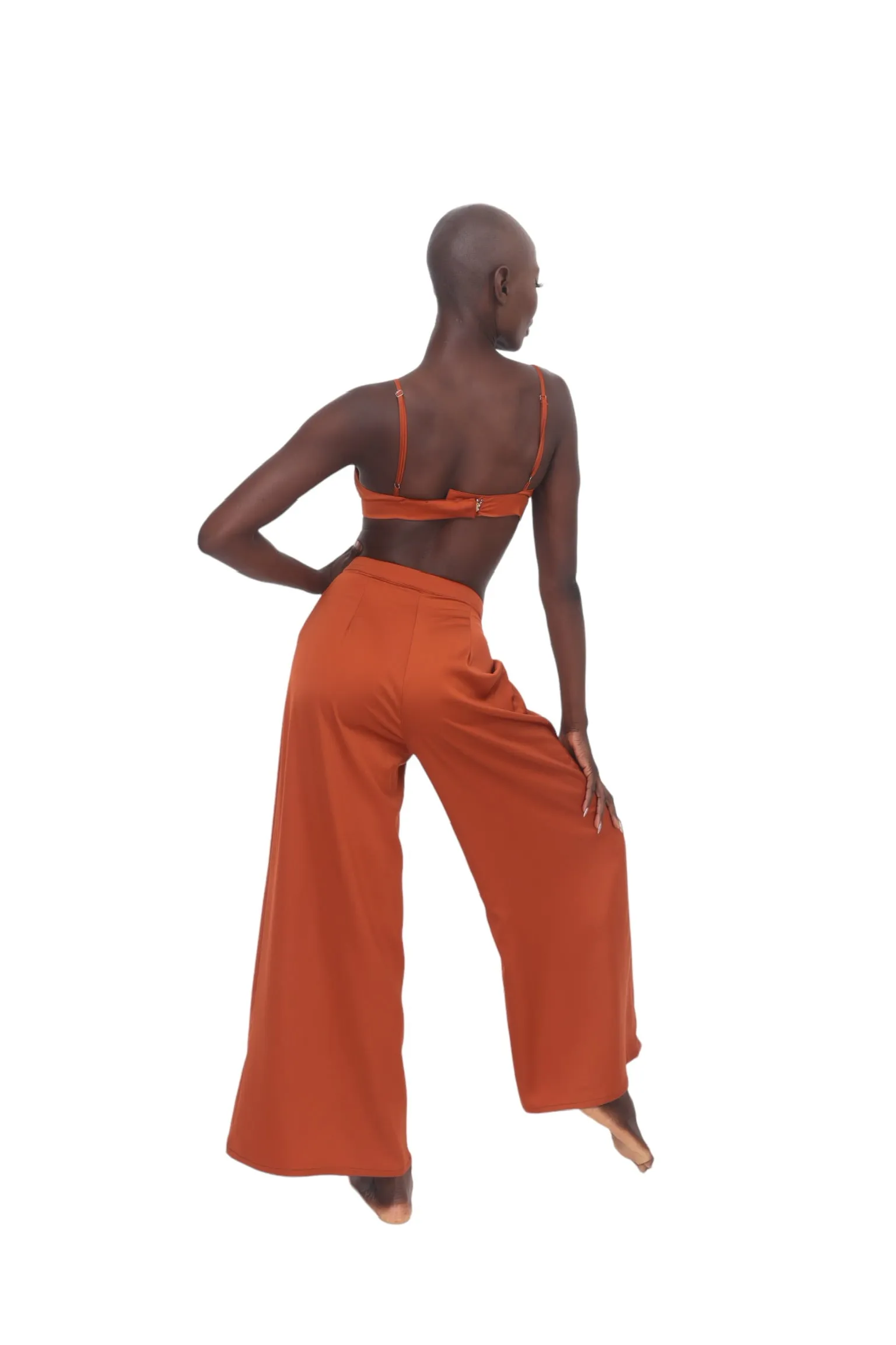 Satin Palazzo Pant - Rust