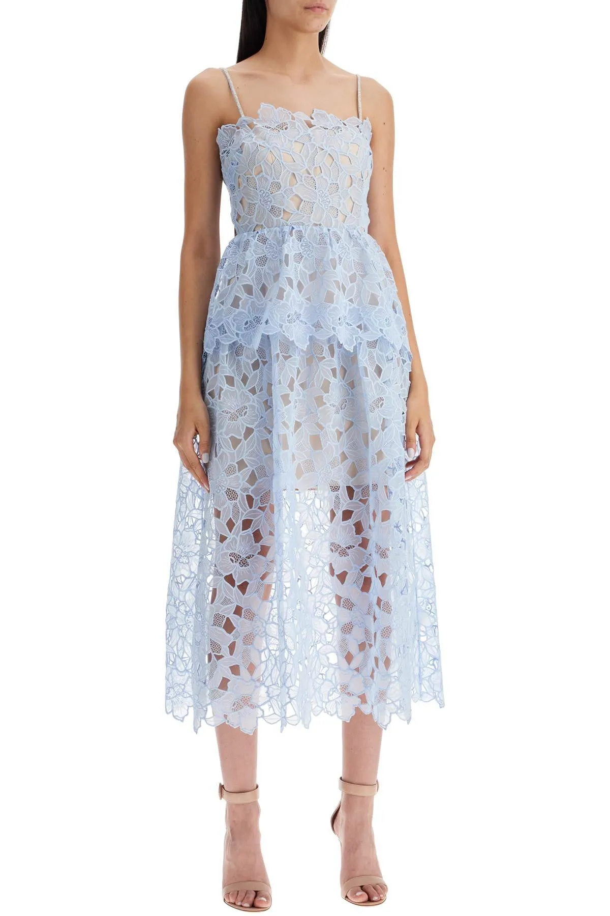 Self Portrait Midi Organza Dress In