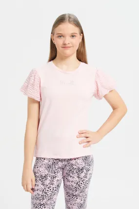 Senior Girls Pink Embellished T-Shirt