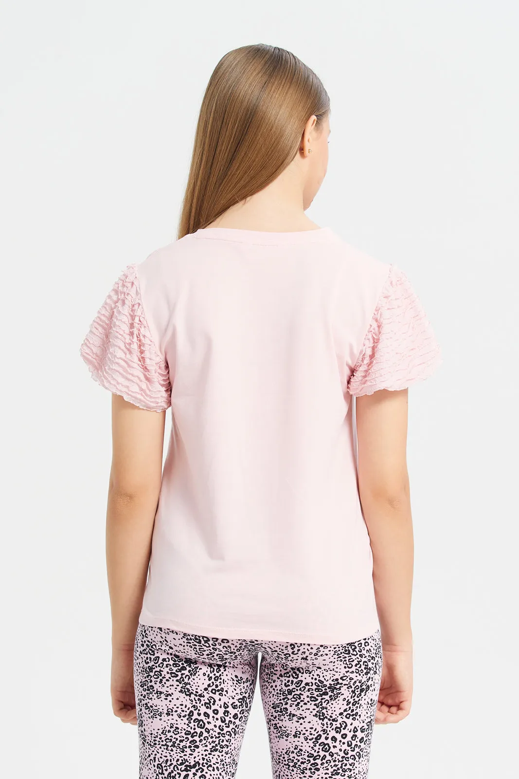 Senior Girls Pink Embellished T-Shirt