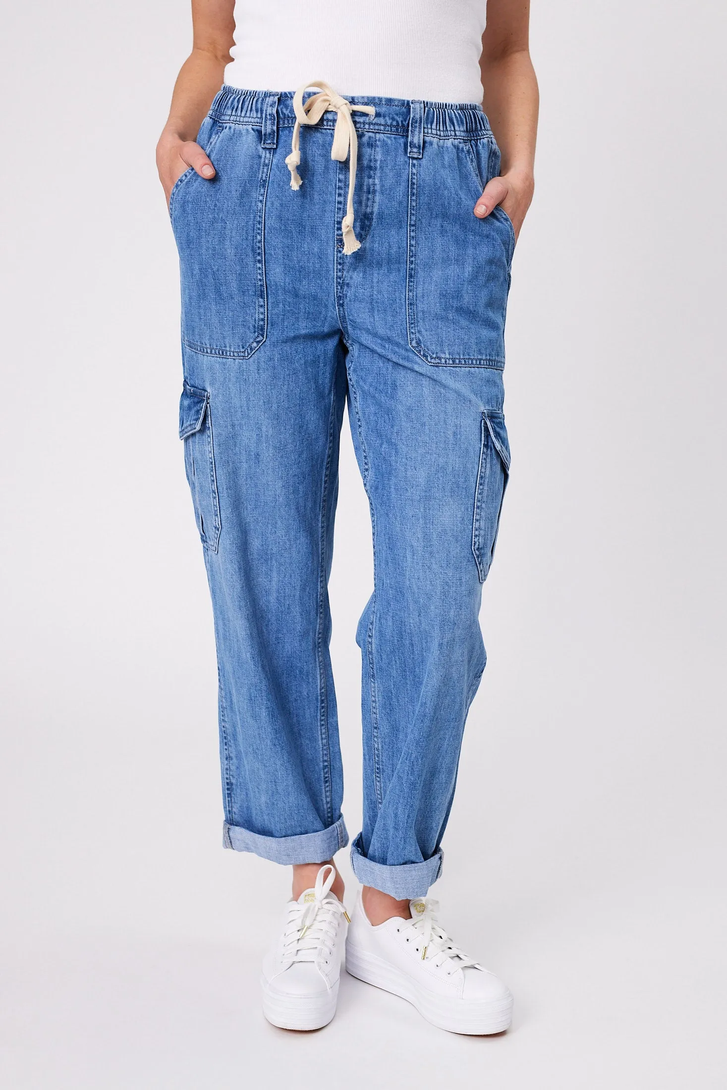 Shine On Label Xander Denim Cargo Jogger Blue