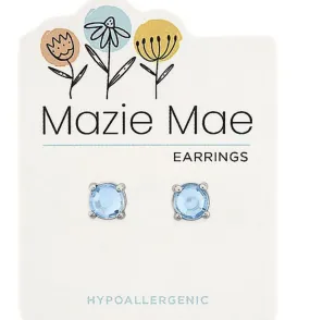 Silver Light Sapphire Solitaire Stud Mazie Mae Earring