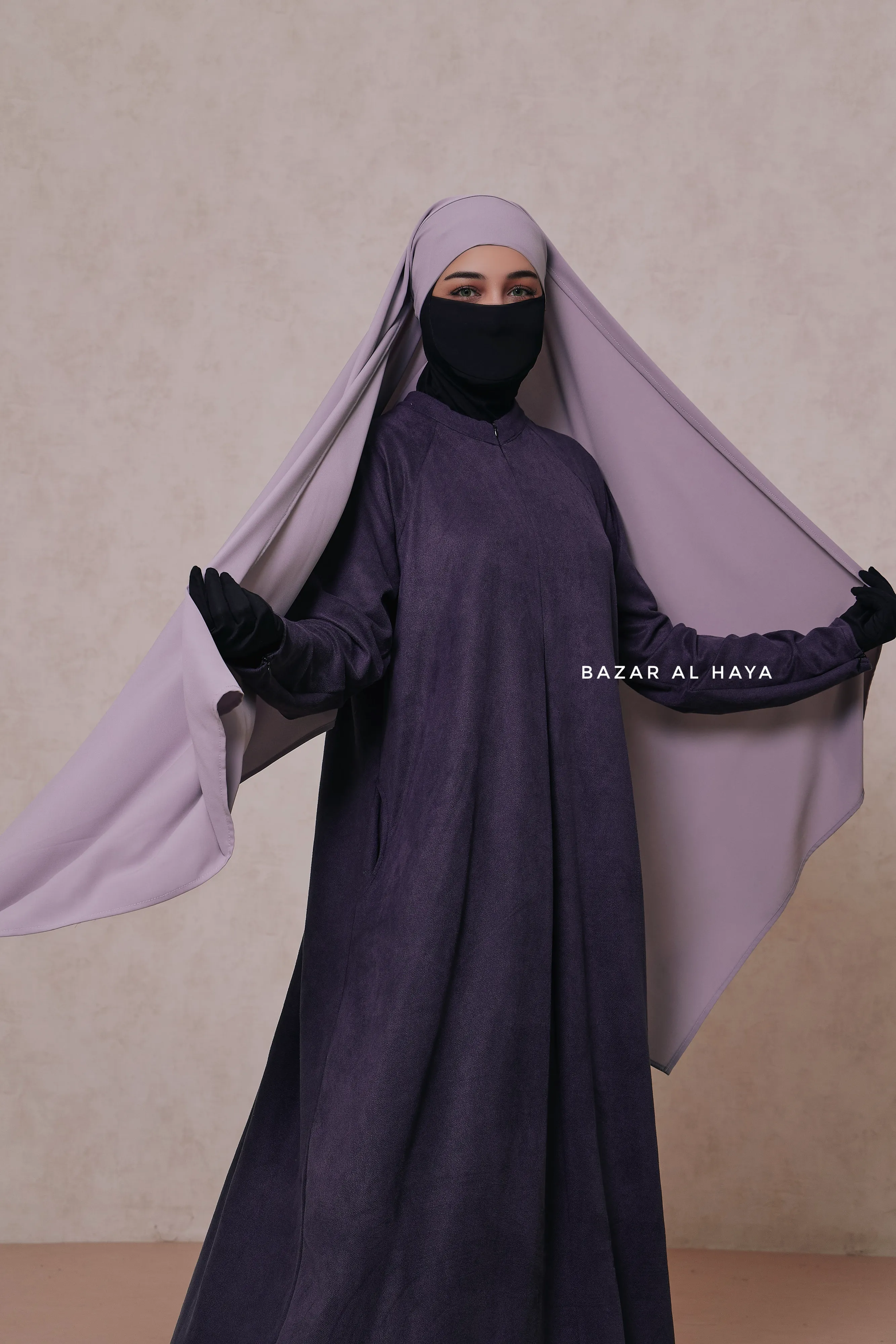 Silver Tie Back Scarf & Khimar - Long Rectangle Shape - Style & More