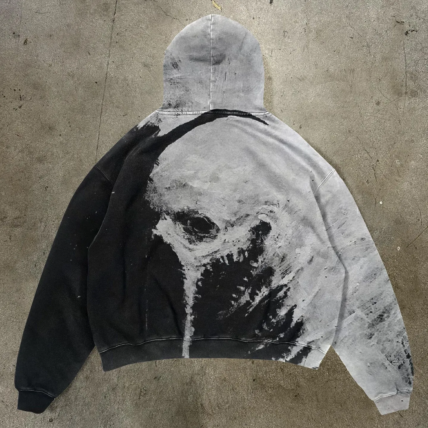 Skull Contrast Color Print Long Sleeve Hoodies