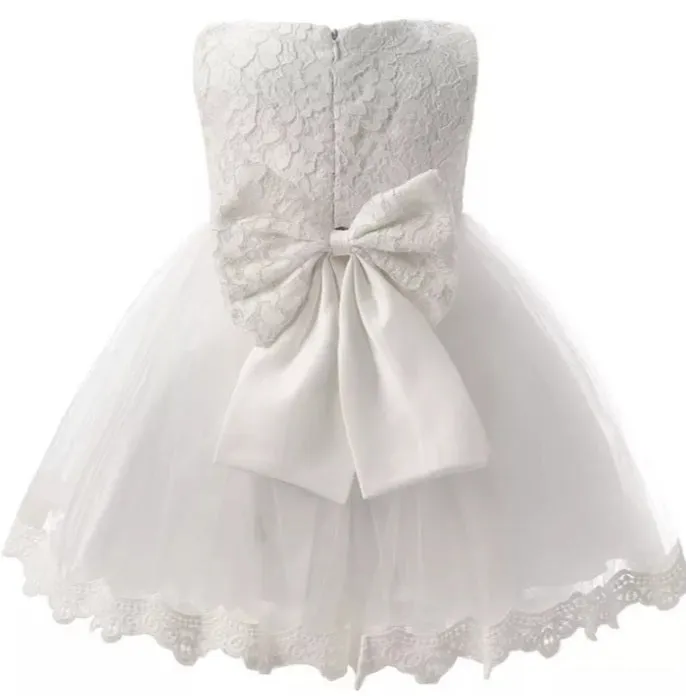 Sleeveless Lace Voile Dress, White, Size, 6M-24M