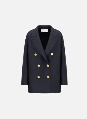 Slouchy Peacoat Jacket in Navy Blue