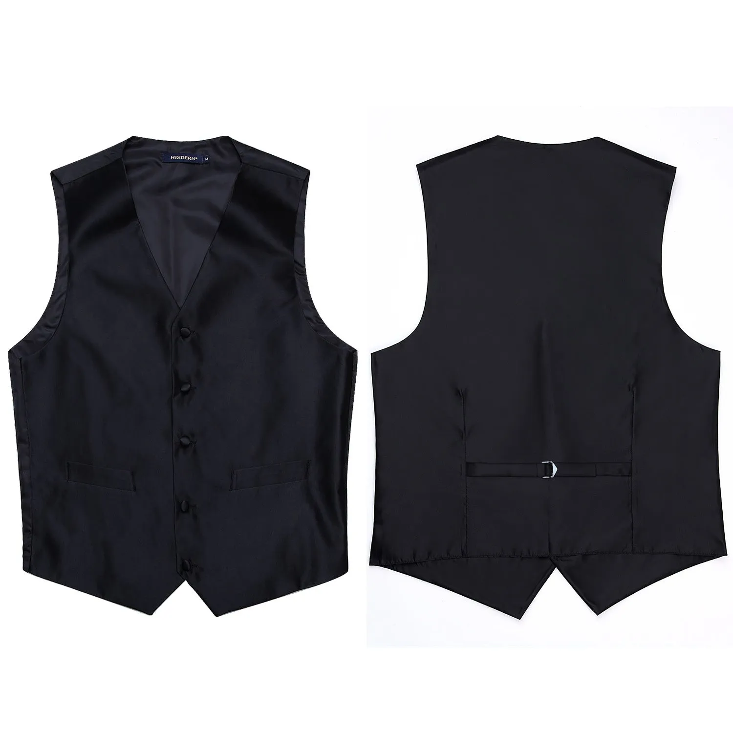 Solid 3pc Suit Vest Set - BLACK