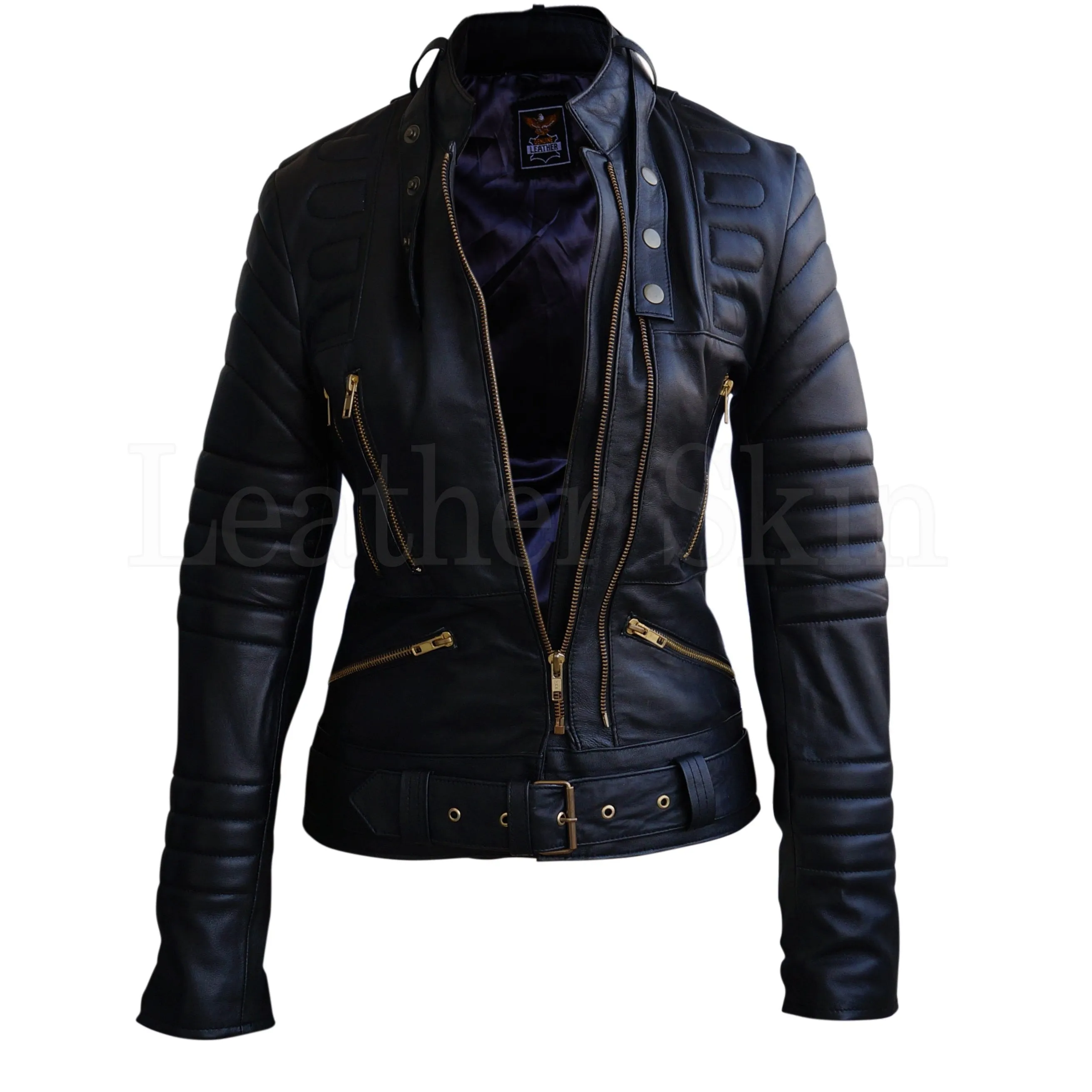 Sophie Black Padded Quilted Celebrity Leather Jacket