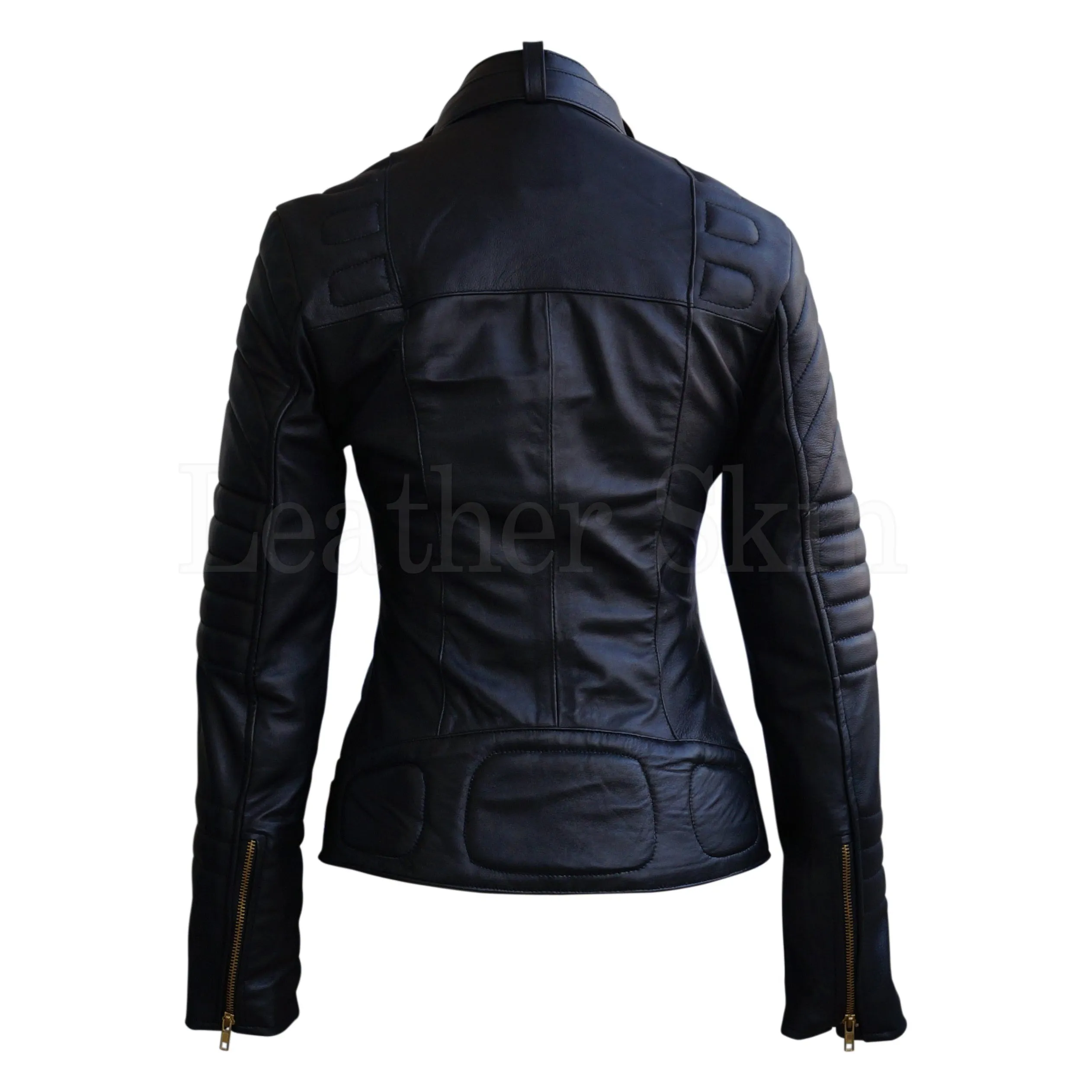 Sophie Black Padded Quilted Celebrity Leather Jacket