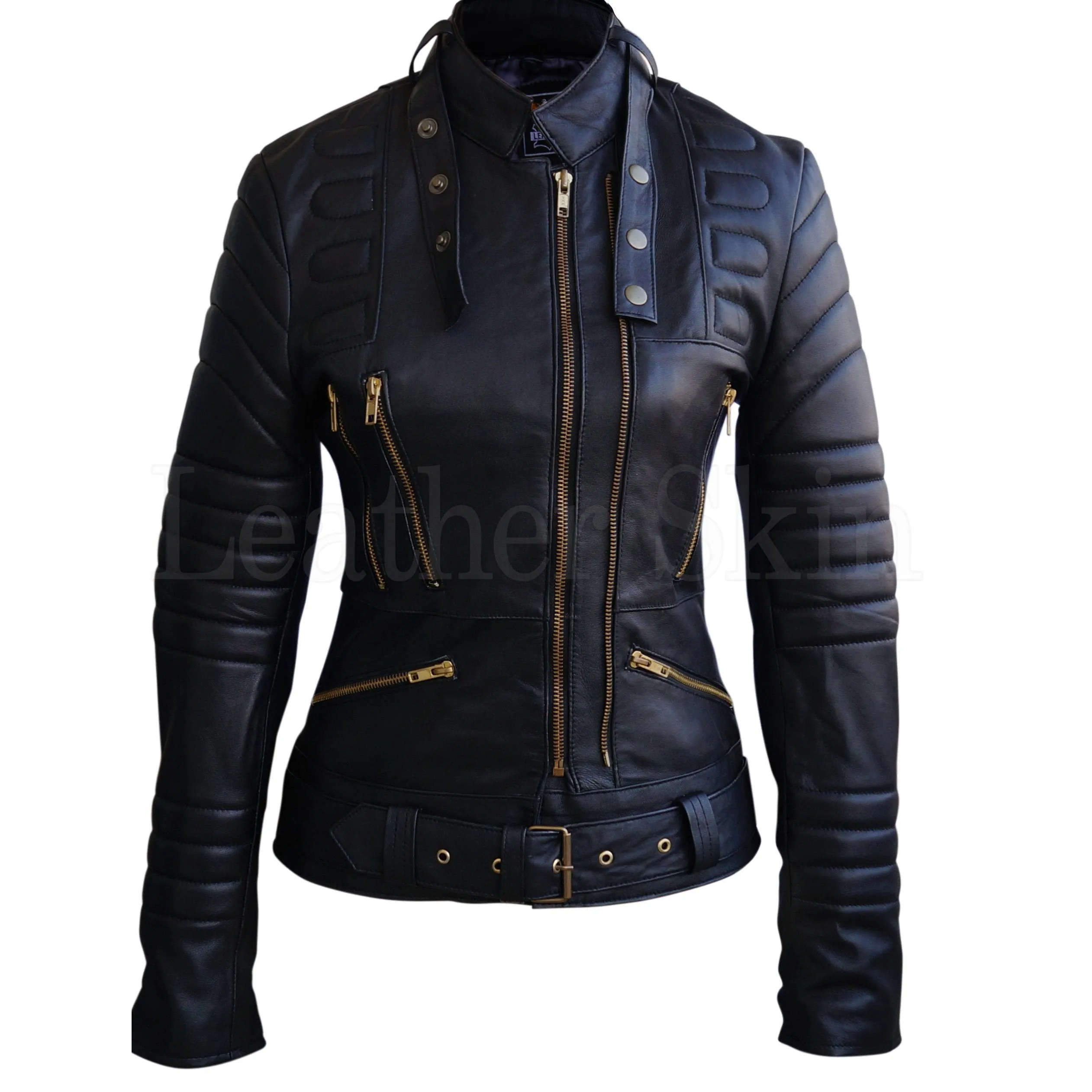 Sophie Black Padded Quilted Celebrity Leather Jacket