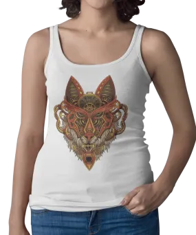 Steampunk Wolf Tattoo Design Adult Womens Vest Top