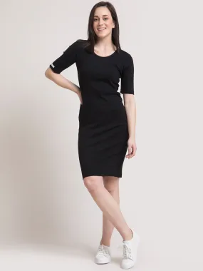 Stretchable Round Neck LivIn Dress - Black