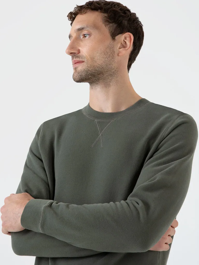 Sunspel Loopback Sweatshirt in Khaki