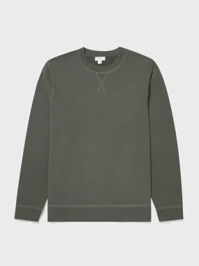 Sunspel Loopback Sweatshirt in Khaki