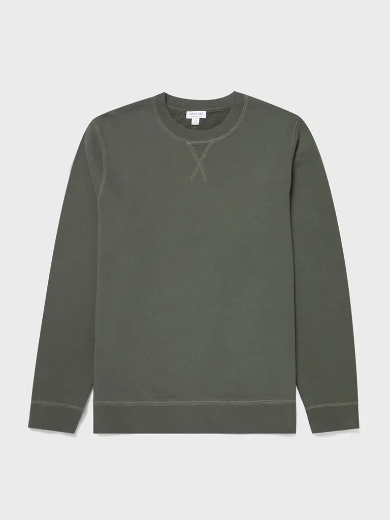 Sunspel Loopback Sweatshirt in Khaki