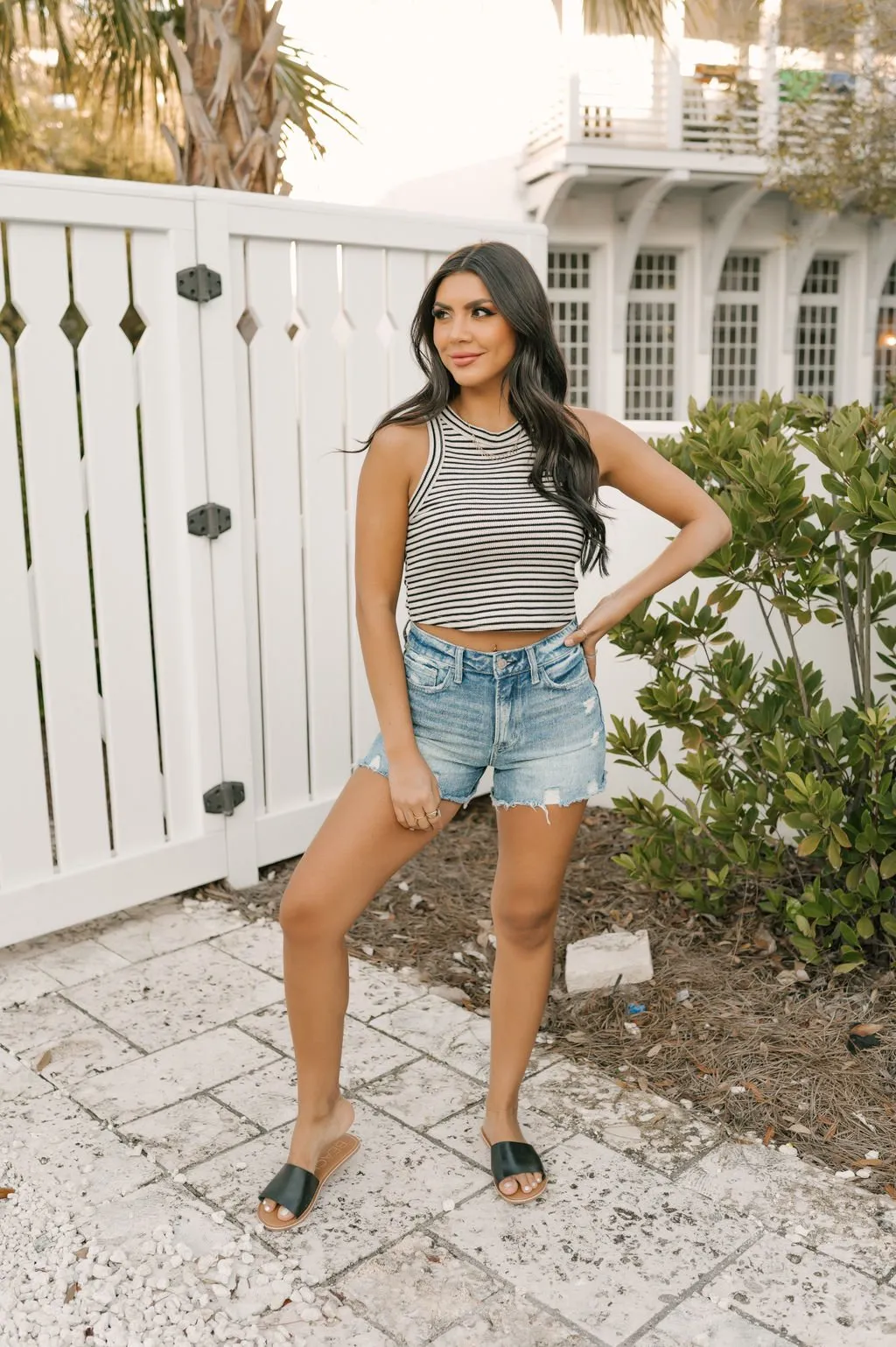 Taupe Striped Racerback Tank Top - FINAL SALE