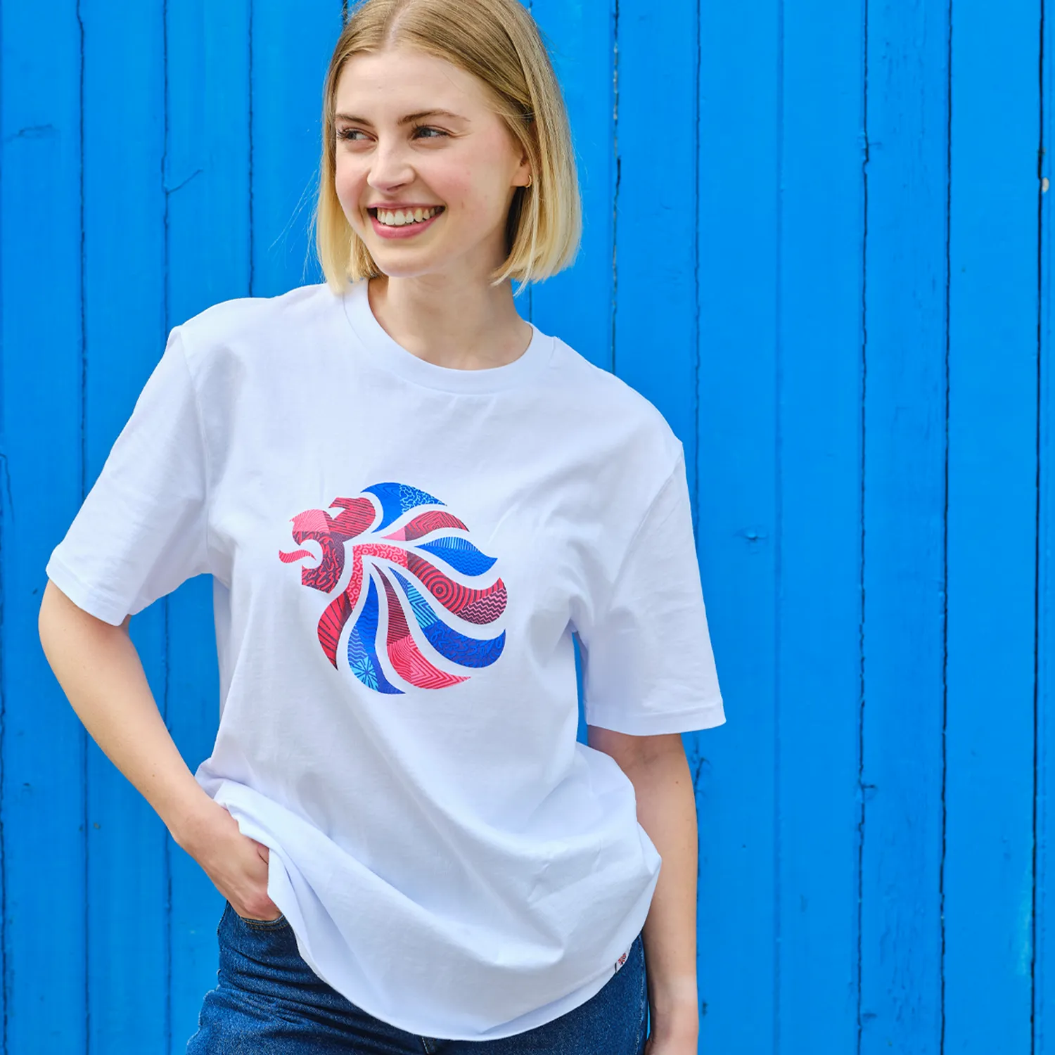 Team GB Abstract Lion T-shirt White