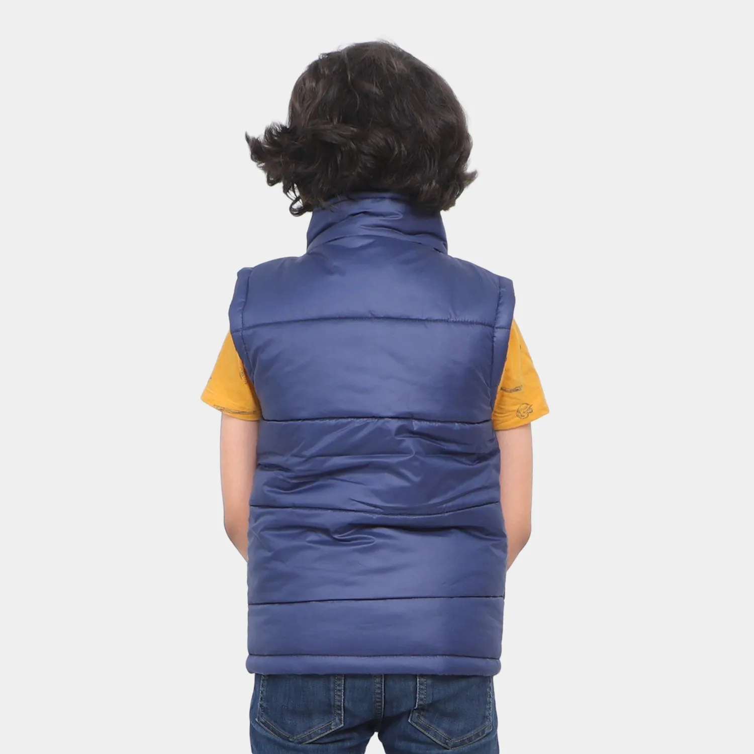 Teens Boys Quilted Zipper jacket -Navy