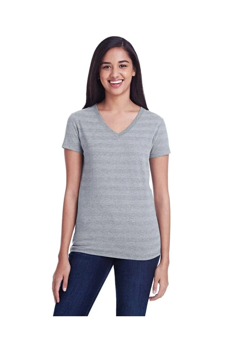 Threadfast Apparel 252RV: Ladies' Invisible Stripe V-Neck T-Shirt