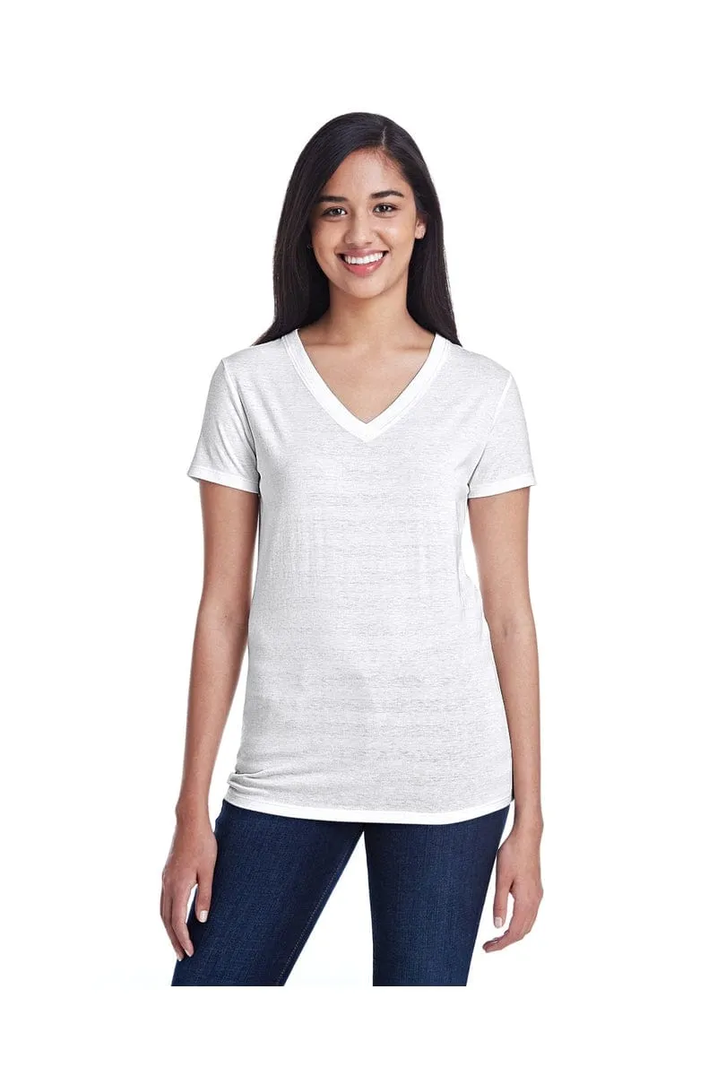 Threadfast Apparel 252RV: Ladies' Invisible Stripe V-Neck T-Shirt