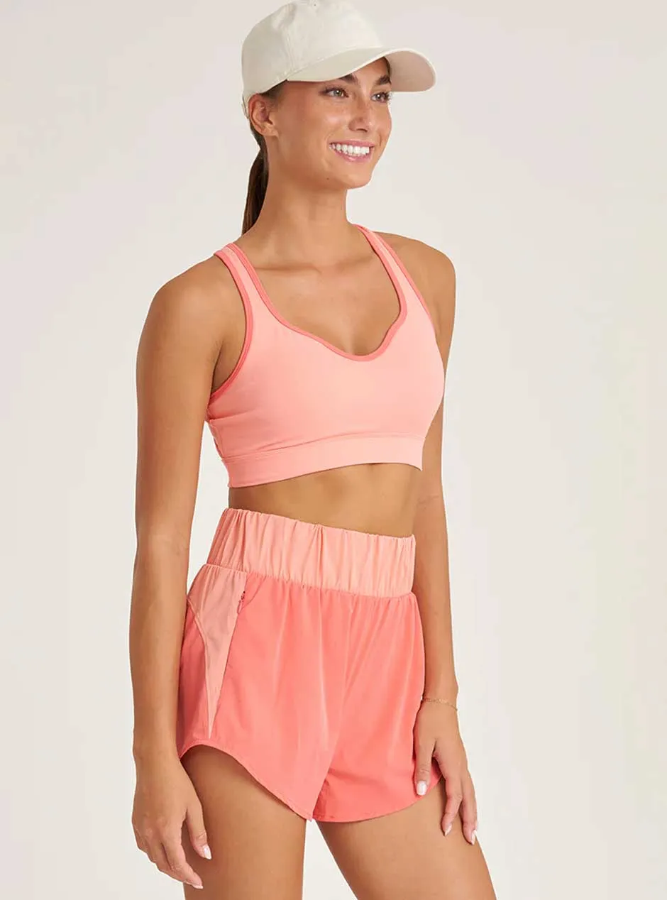 Thrive Société Women's Endure Open Back Tank Sports Bra - Melon Orange