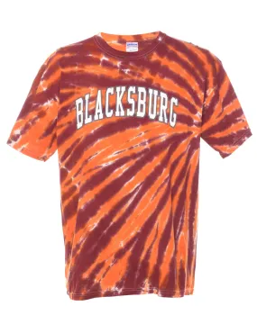 Tie Dye Blacksburg Maroon & Orange Printed T-shirt - L