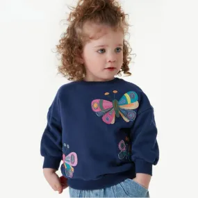 Toddler/Kid Girl's Cartoon Butterfly Embroidery Long Sleeve Sweatshirt