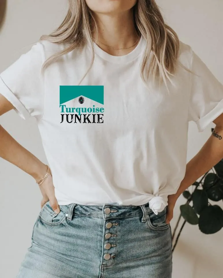 Turquoise Junkie Graphic T-Shirt-White