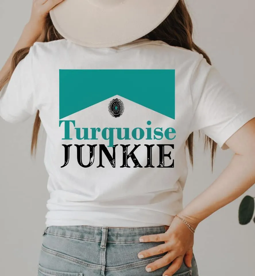 Turquoise Junkie Graphic T-Shirt-White