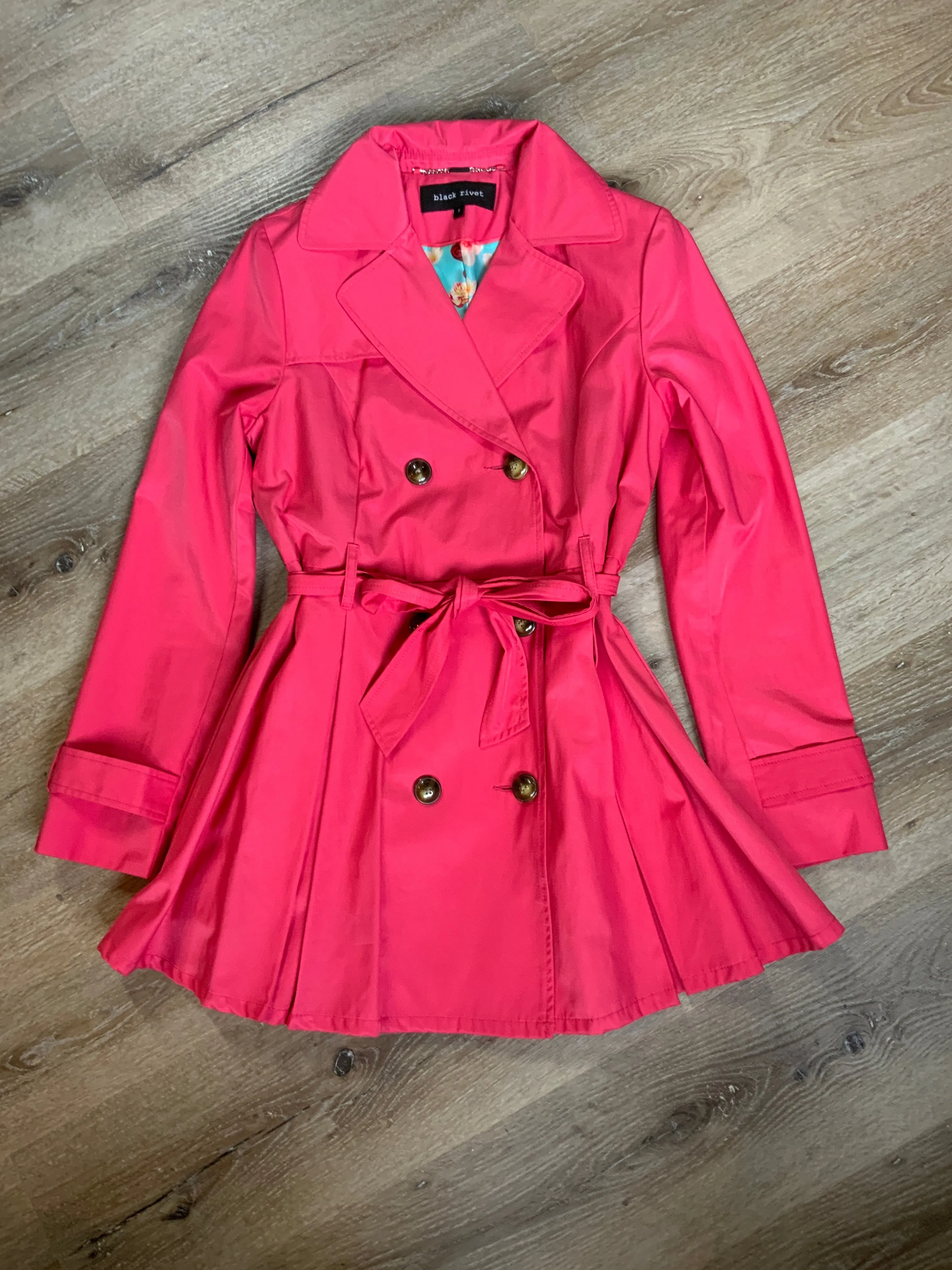 Vintage Black Rivet Pink Trench Coat SOLD