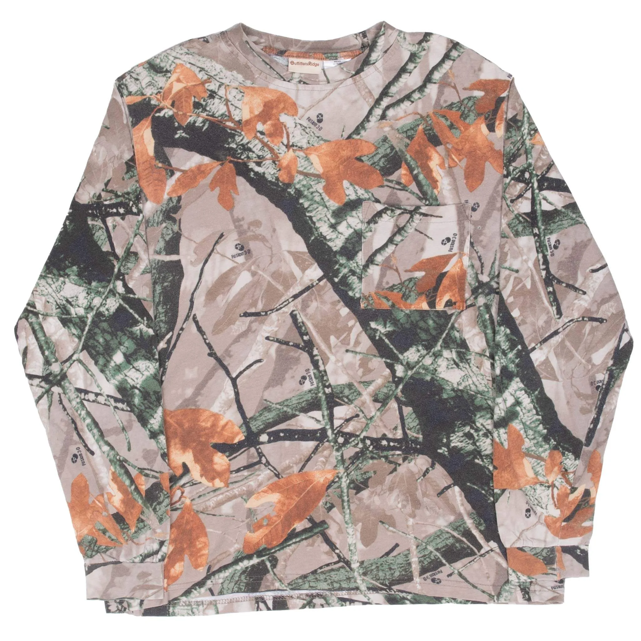 VINTAGE HUNTING FUSION 3D CAMO LONG SLEEVE POCKET TEE SHIRT MEDIUM