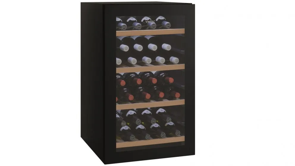 Vintec 35 Bottle Single Zone Wine Cabinet Black Glass VWS035SBB-X