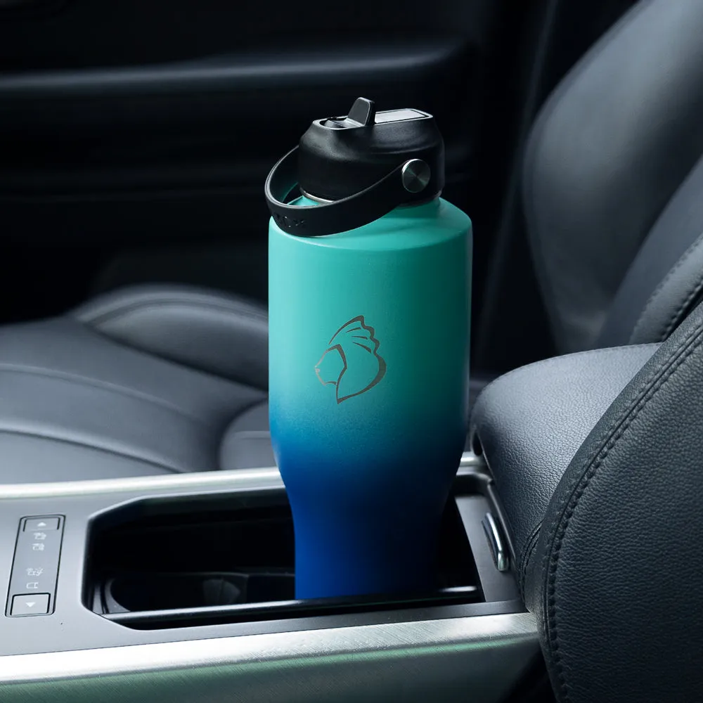 Water Bottle Fits in Car Cup Holder | Caribbean Blue | 40oz