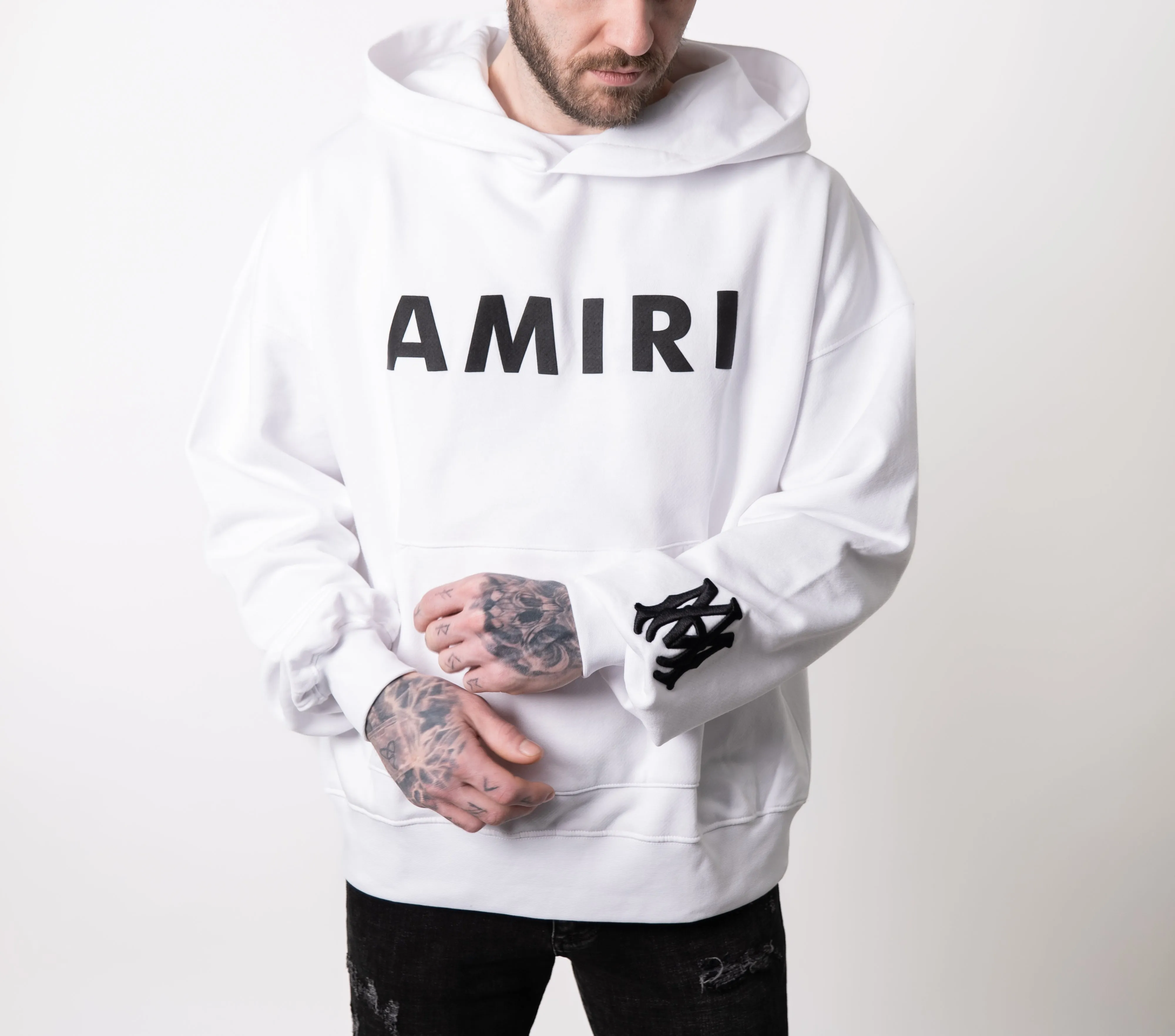 White Logo Print Hoodie.