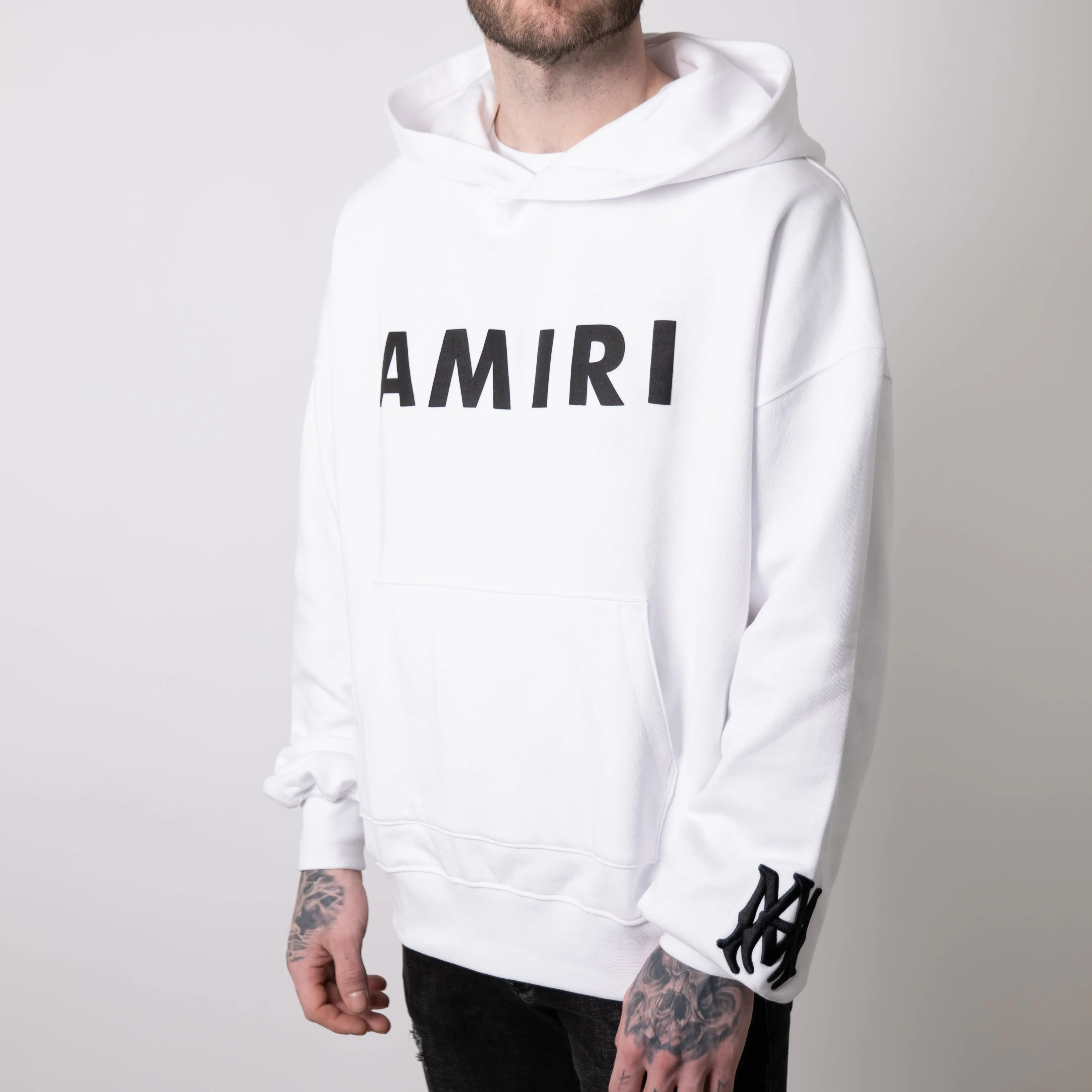 White Logo Print Hoodie.