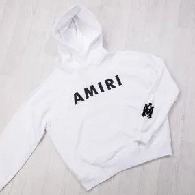 White Logo Print Hoodie.