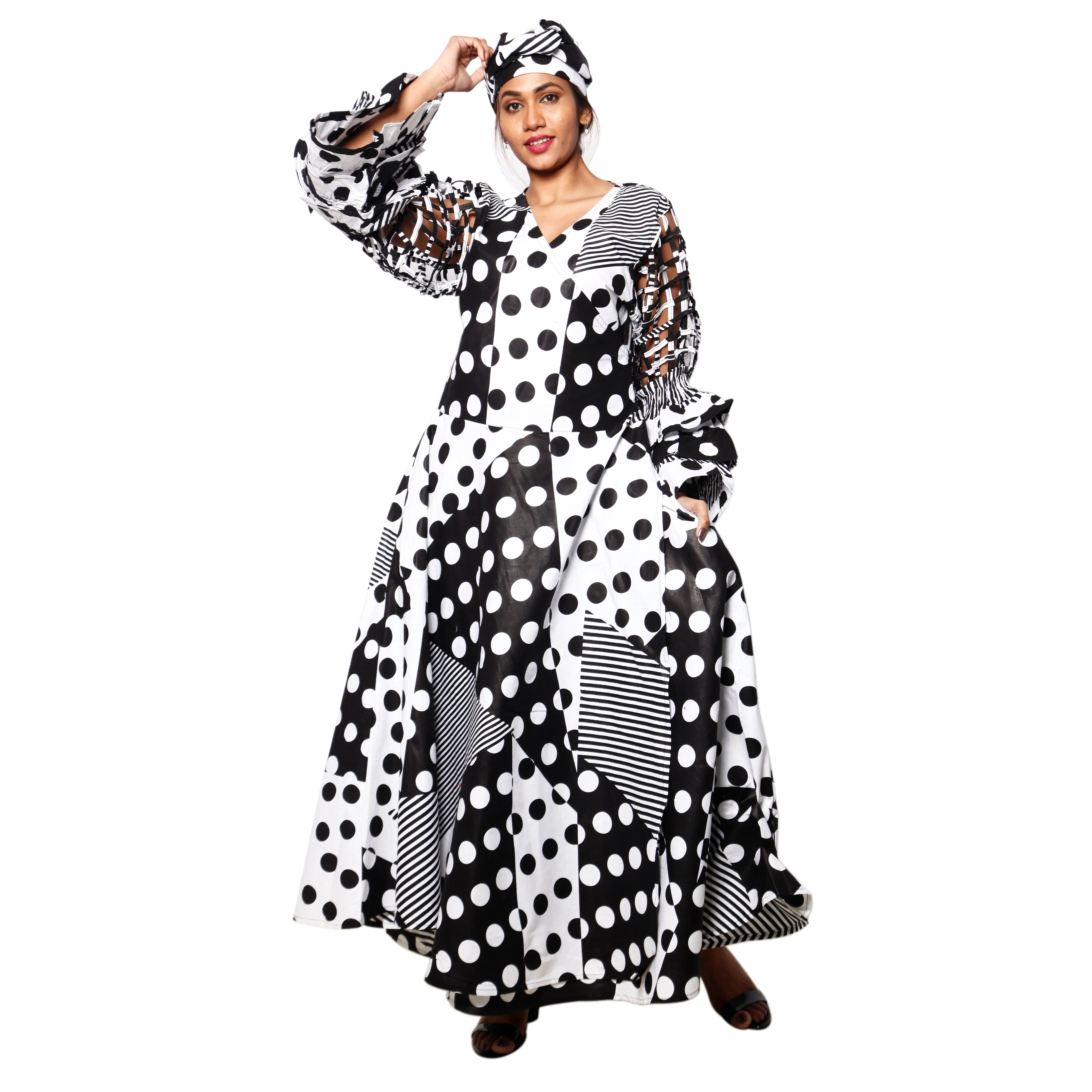 Women's Cage Sleeve Maxi Wrap Dress -- FI-ST71 FS