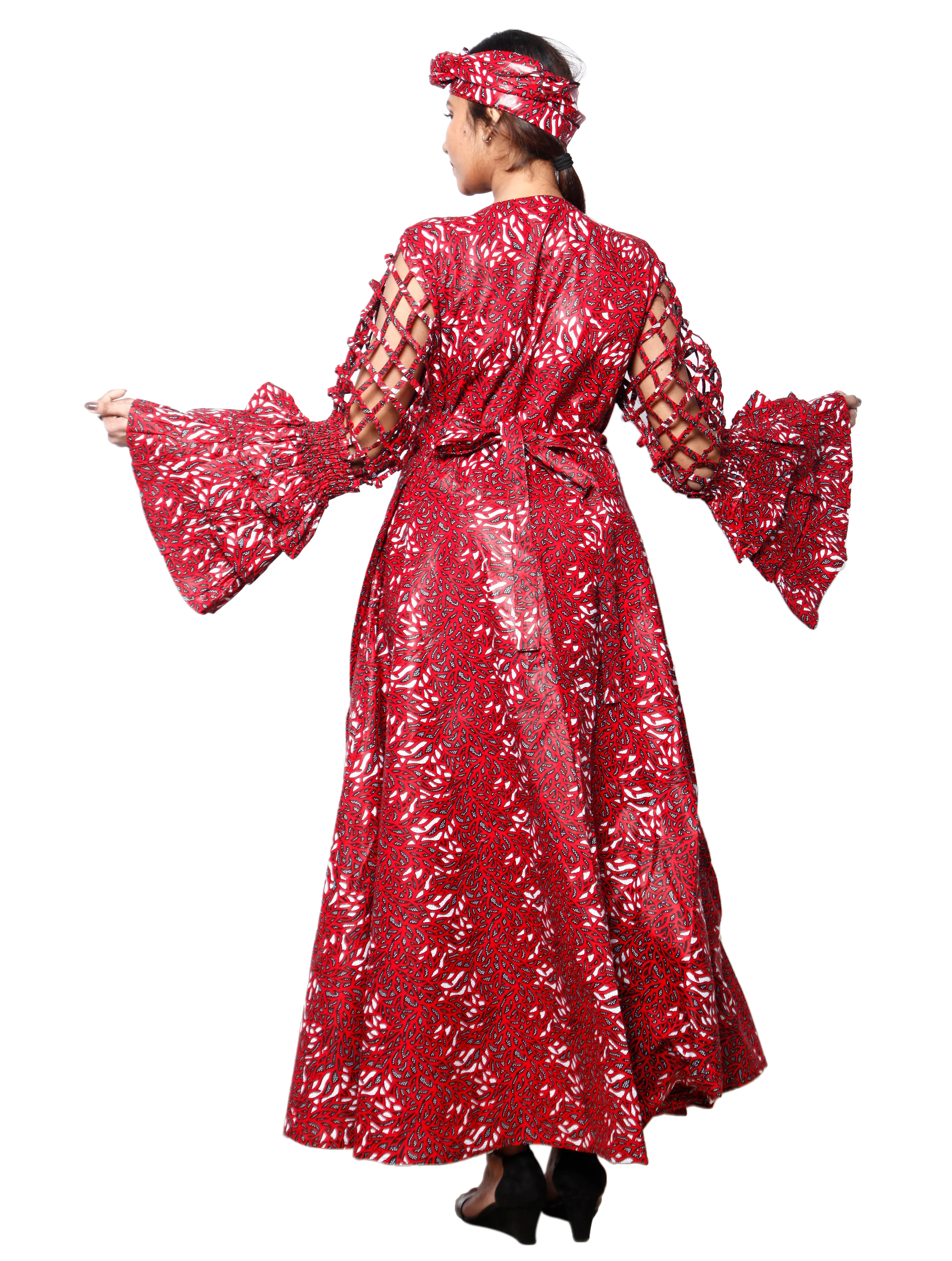 Women's Cage Sleeve Maxi Wrap Dress -- FI-ST71 FS