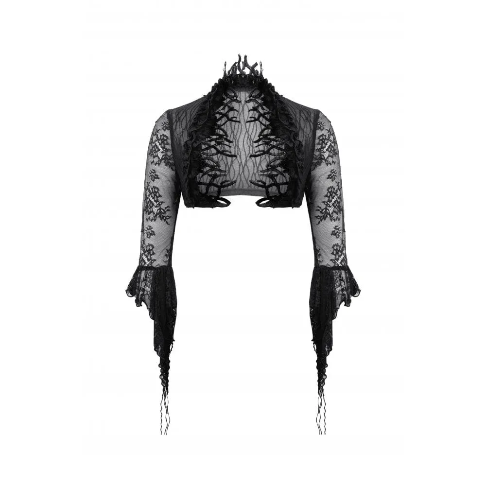 Women's Gothic Thorn Ruffled Lace Cape