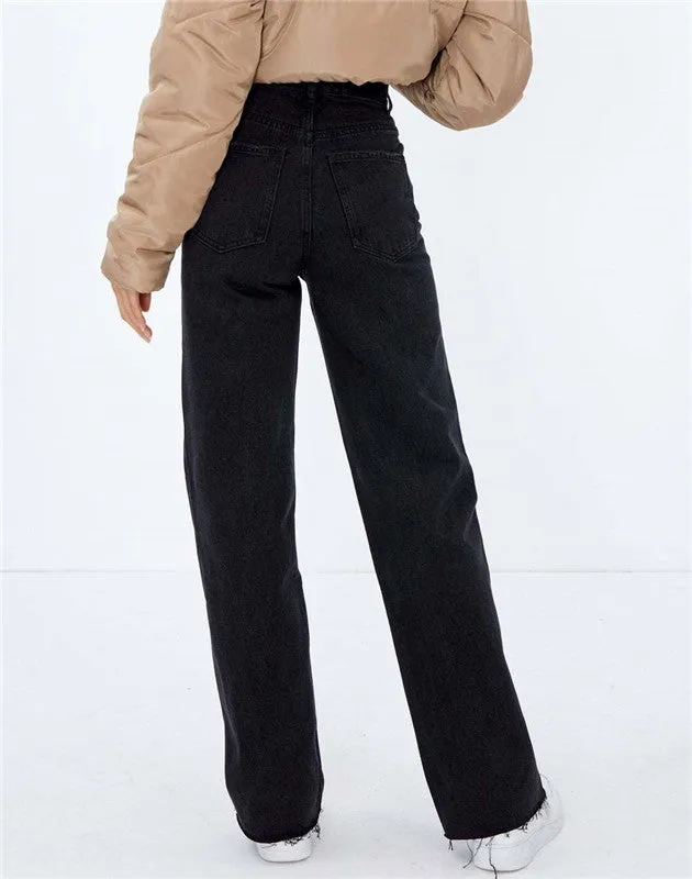 Women's Straight Leg Jeans Casual High Waisted Vintage Pants