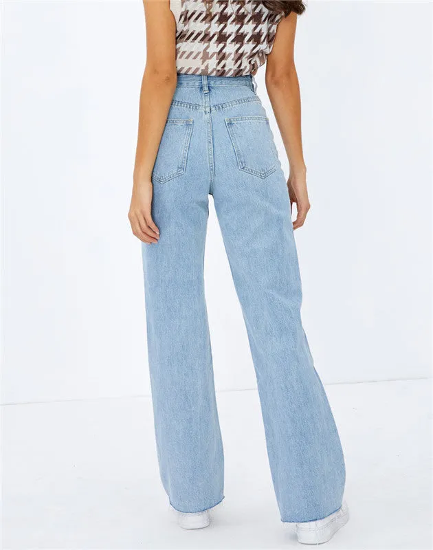 Women's Straight Leg Jeans Casual High Waisted Vintage Pants